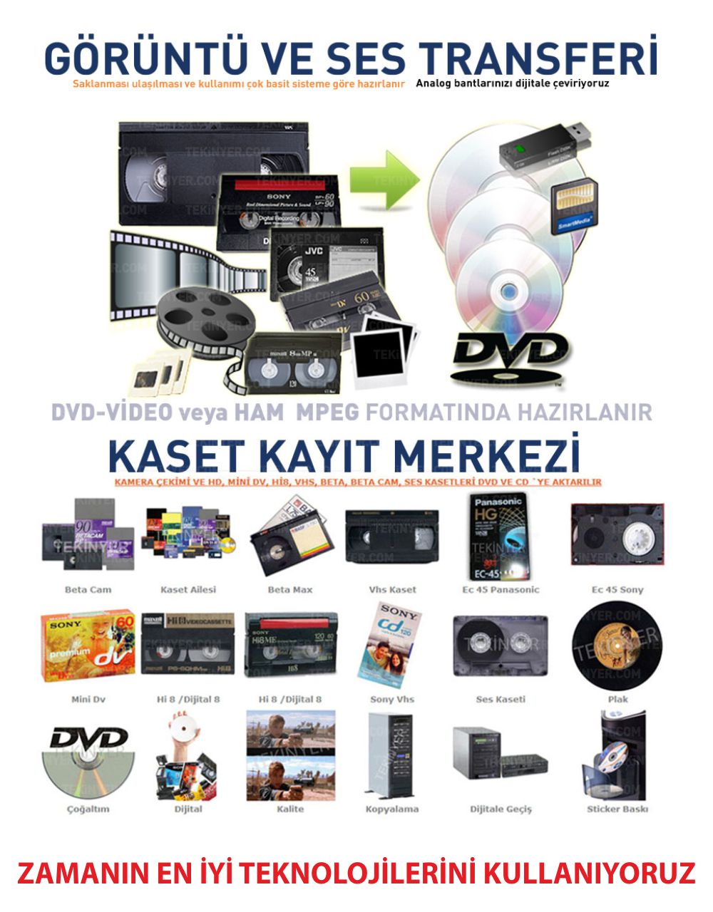 Mini HD-HDV Kasetten Kayıt Aktarım Kasetten Zamanın en iyi teknolijilerini kullanana Aktarım Kayıt Merkezi